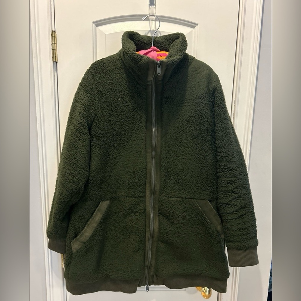 EUC Athleta Long Tugga Sherpa Jacket 1x- dark olive green